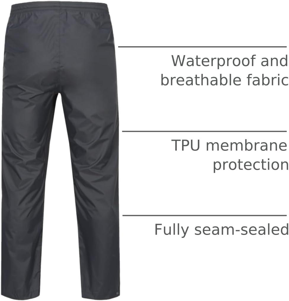 imageLittle Donkey Andy Mens Lightweight Packable Waterproof Rain Pants with Pockets for Hiking Travel FishingGrey