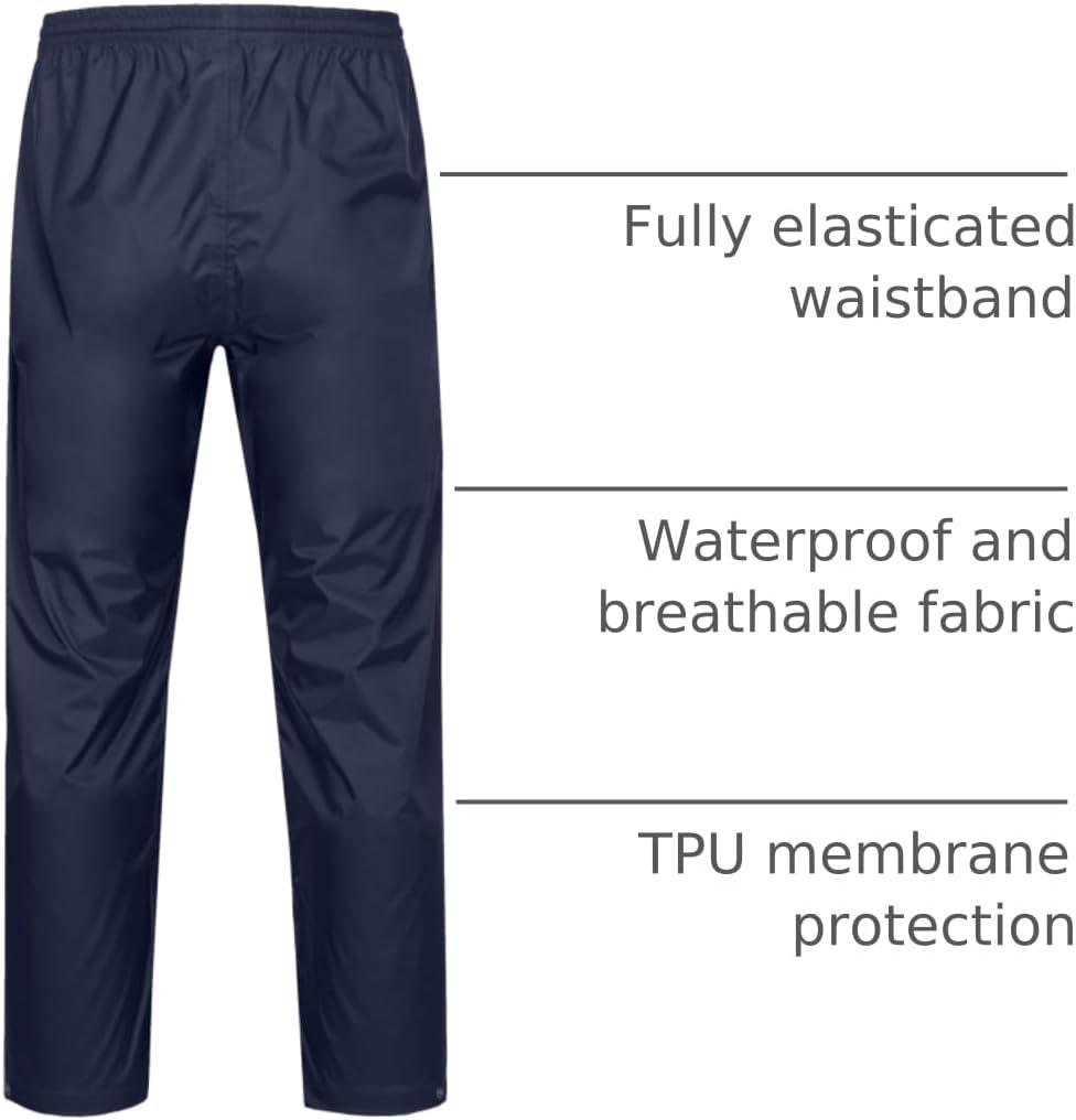 imageLittle Donkey Andy Mens Lightweight Packable Waterproof Rain Pants with Pockets for Hiking Travel FishingNavy Blue