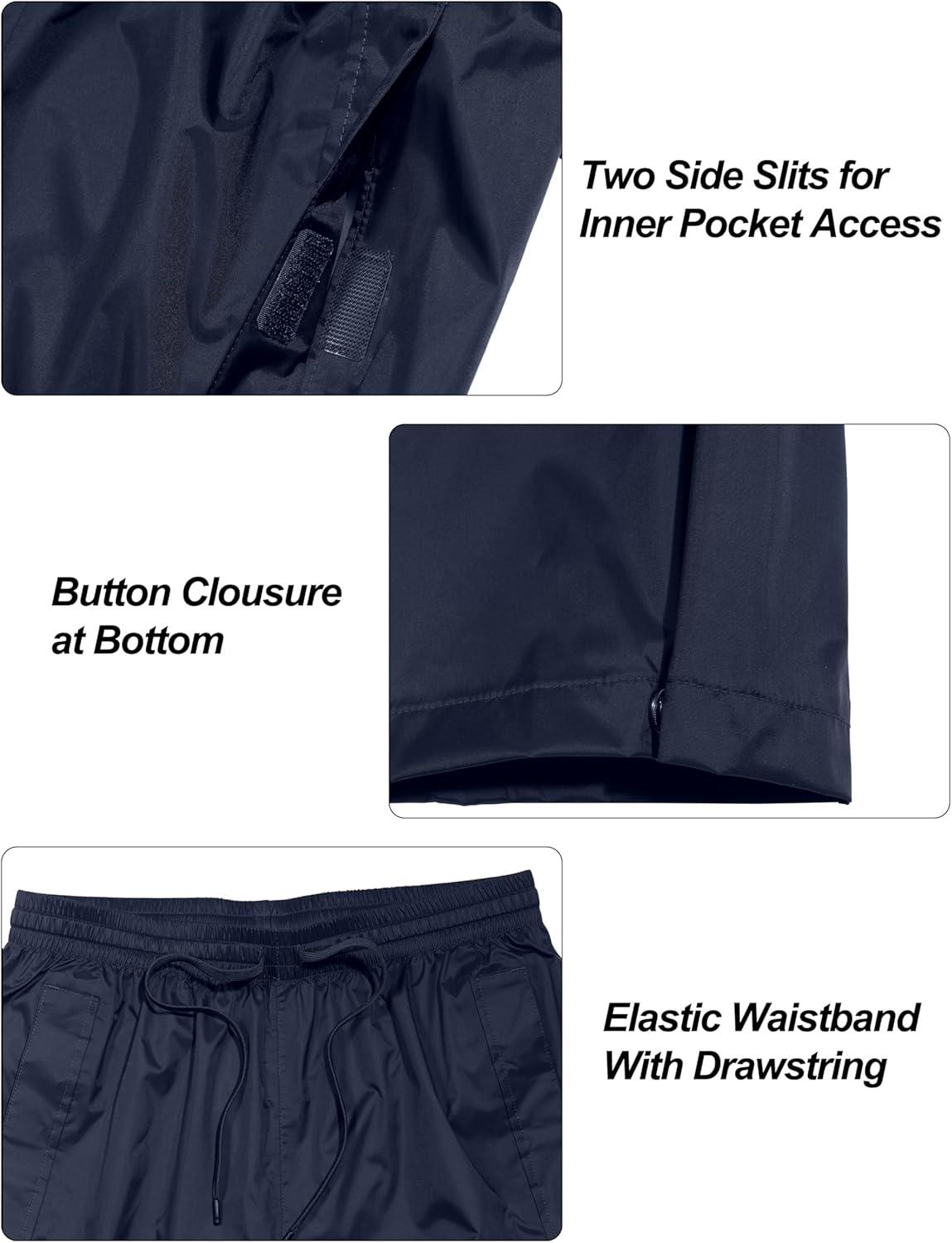 imageLittle Donkey Andy Mens Lightweight Packable Waterproof Rain Pants with Pockets for Hiking Travel FishingNavy Blue