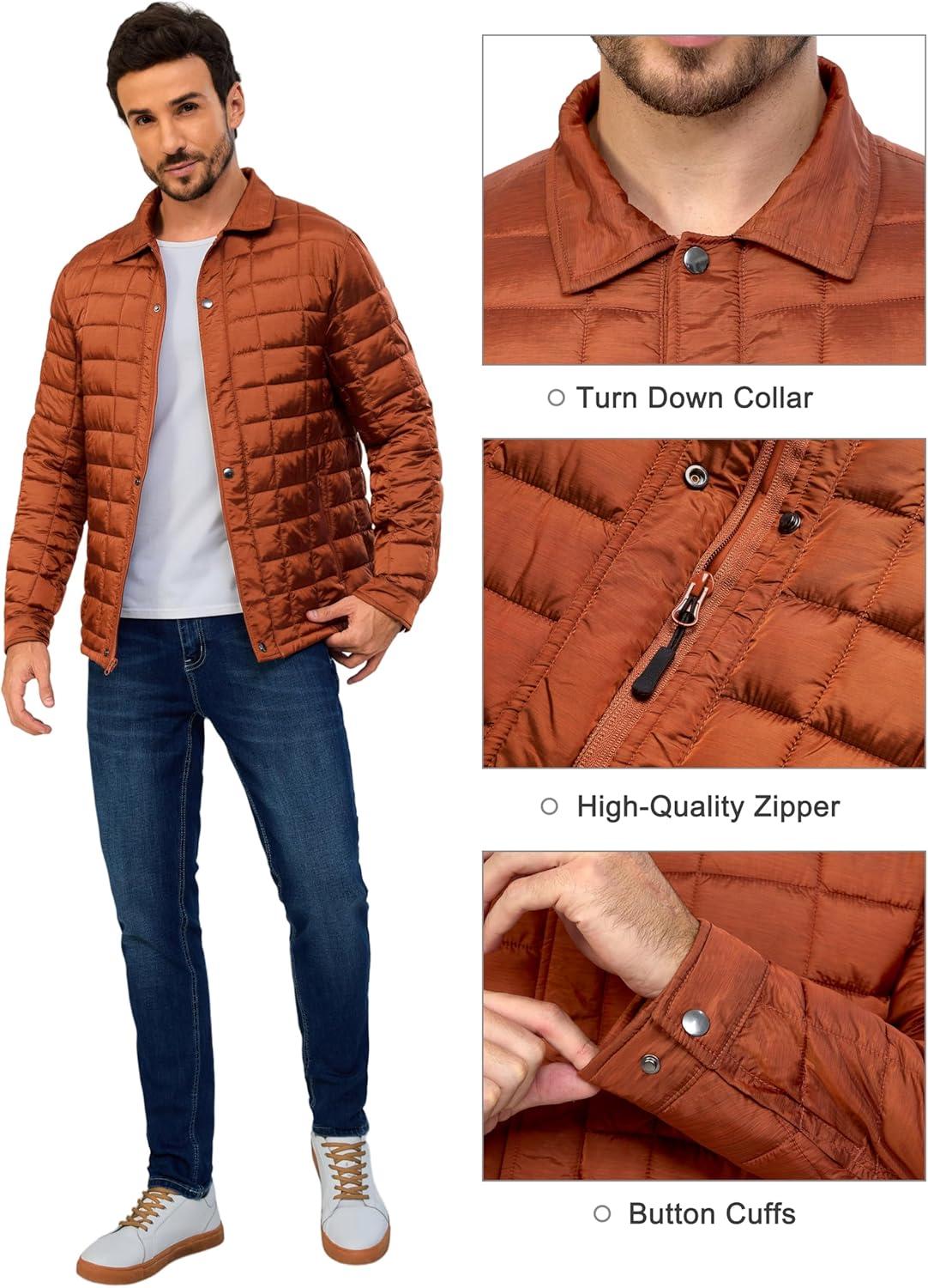 imageLittle Donkey Andy Mens Lightweight Quilted Puffer Jacket Windproof Thermal Winter Coat with Recycled InsulationBorange