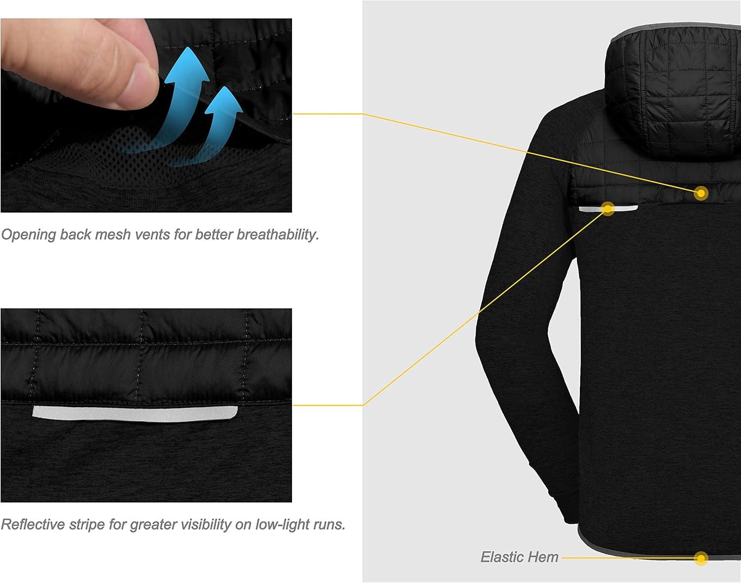 imageLittle Donkey Andy Mens Lightweight Running Jackets Full Zip Hooded Sports Jacket for Winter Hiking Golf CasualA1 Black