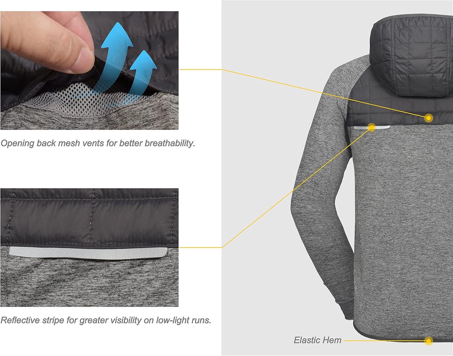 imageLittle Donkey Andy Mens Lightweight Running Jackets Full Zip Hooded Sports Jacket for Winter Hiking Golf CasualA2 Gray
