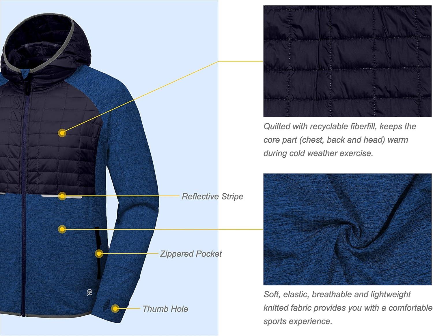 imageLittle Donkey Andy Mens Lightweight Running Jackets Full Zip Hooded Sports Jacket for Winter Hiking Golf CasualA3 Navy Blue