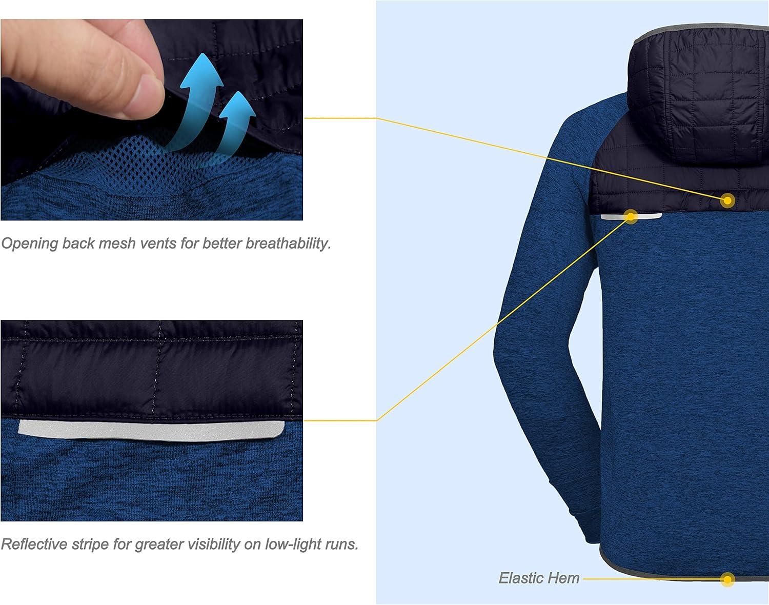 imageLittle Donkey Andy Mens Lightweight Running Jackets Full Zip Hooded Sports Jacket for Winter Hiking Golf CasualA3 Navy Blue