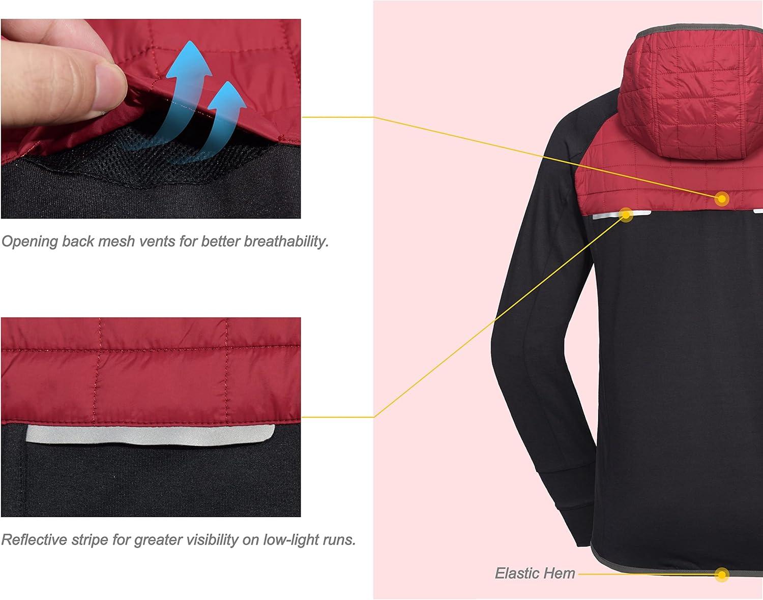 imageLittle Donkey Andy Mens Lightweight Running Jackets Full Zip Hooded Sports Jacket for Winter Hiking Golf CasualA5 BlackDark Red