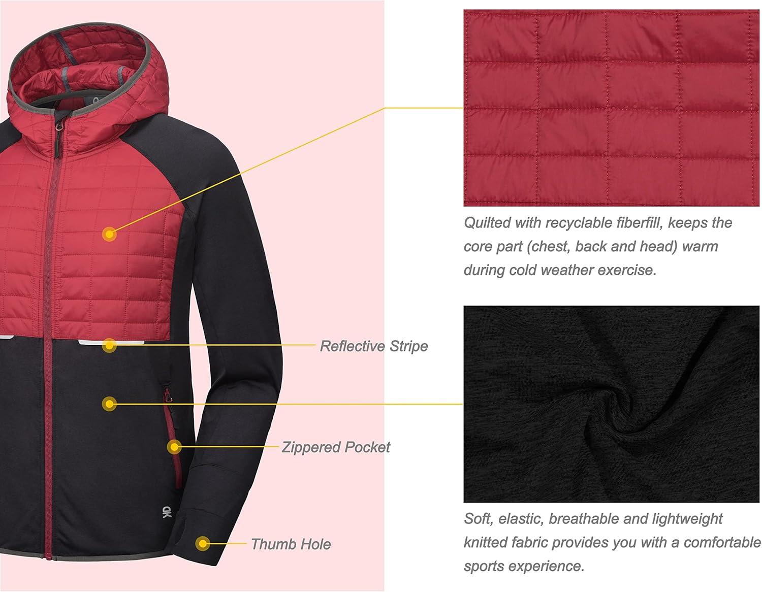 imageLittle Donkey Andy Mens Lightweight Running Jackets Full Zip Hooded Sports Jacket for Winter Hiking Golf CasualA5 BlackDark Red