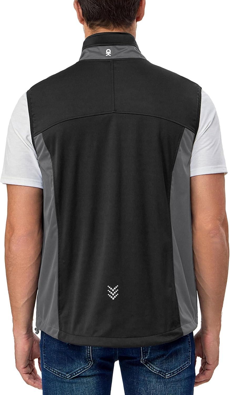 imageLittle Donkey Andy Mens Lightweight Softshell Vest Windproof Sleeveless Jacket for Running Hiking Cycling ReflctiveReflctive Black