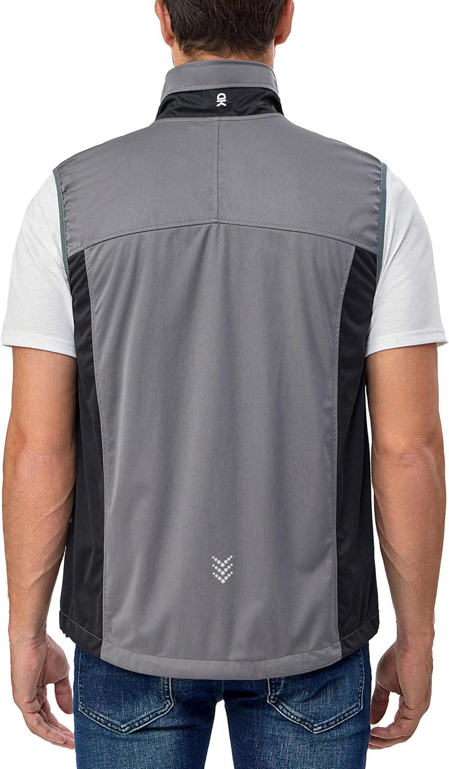 imageLittle Donkey Andy Mens Lightweight Softshell Vest Windproof Sleeveless Jacket for Running Hiking Cycling ReflctiveReflctive Grey