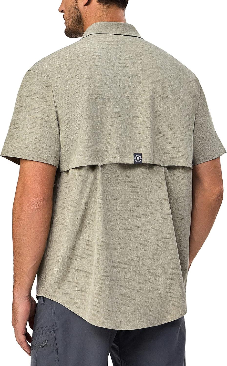 imageLittle Donkey Andy Mens Lightweight UPF 50 Short Sleeve Shirt Breathable Fishing Hiking Shirt AirHoles TechLaurel Oak Heathershort