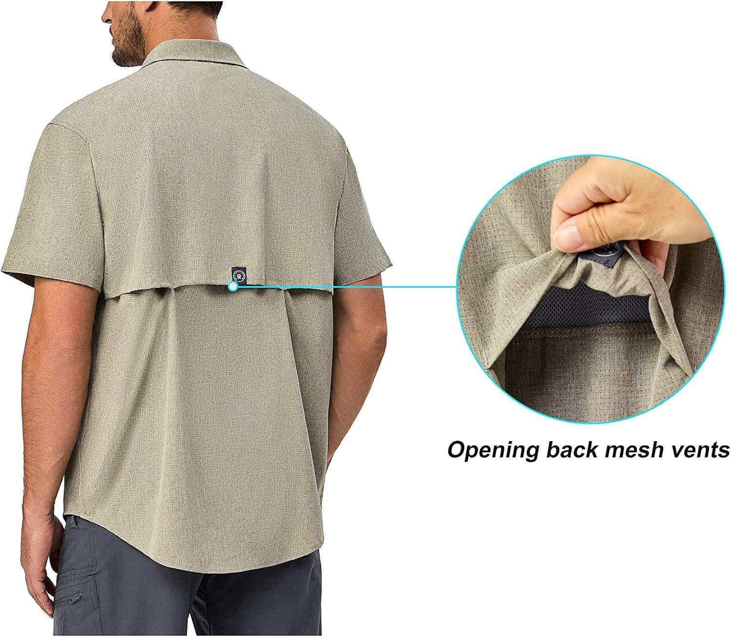 imageLittle Donkey Andy Mens Lightweight UPF 50 Short Sleeve Shirt Breathable Fishing Hiking Shirt AirHoles TechLaurel Oak Heathershort