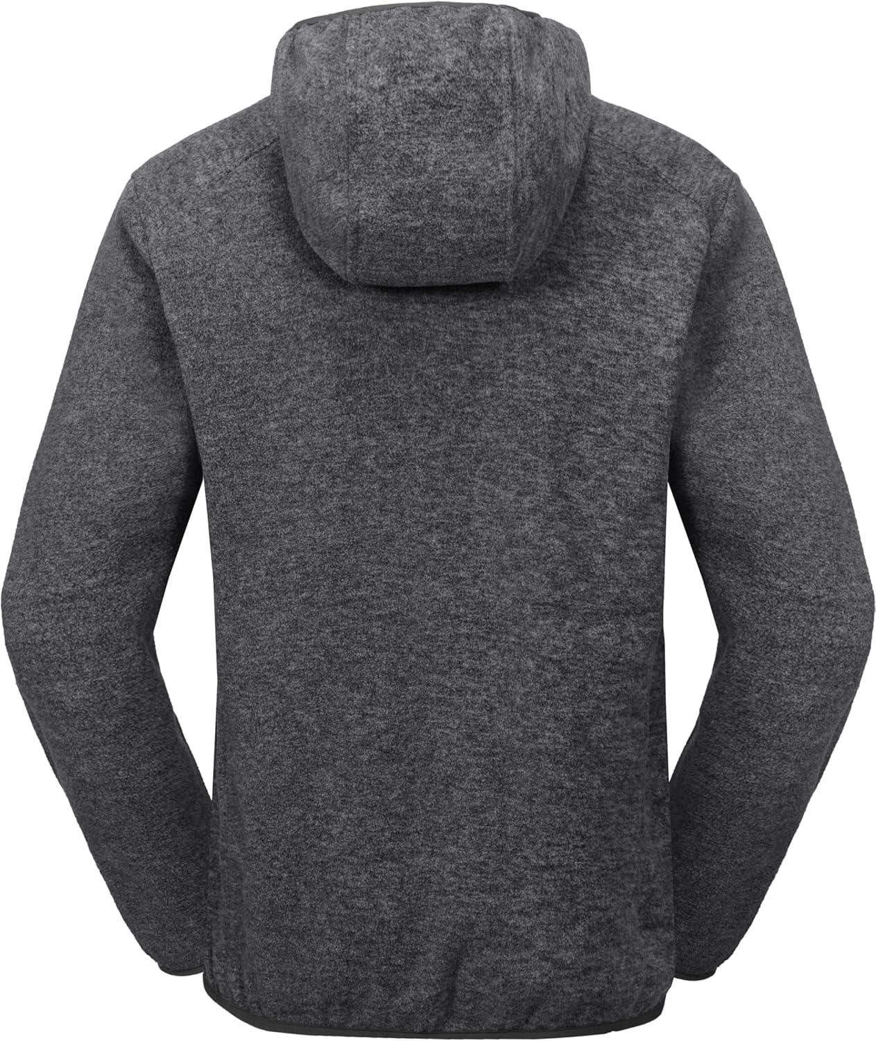 imageLittle Donkey Andy Mens Lightweight Warm Polar Fleece Running Jacket Hooded Full Zip Hiking Golf Casual JacketDeep Grey Heather