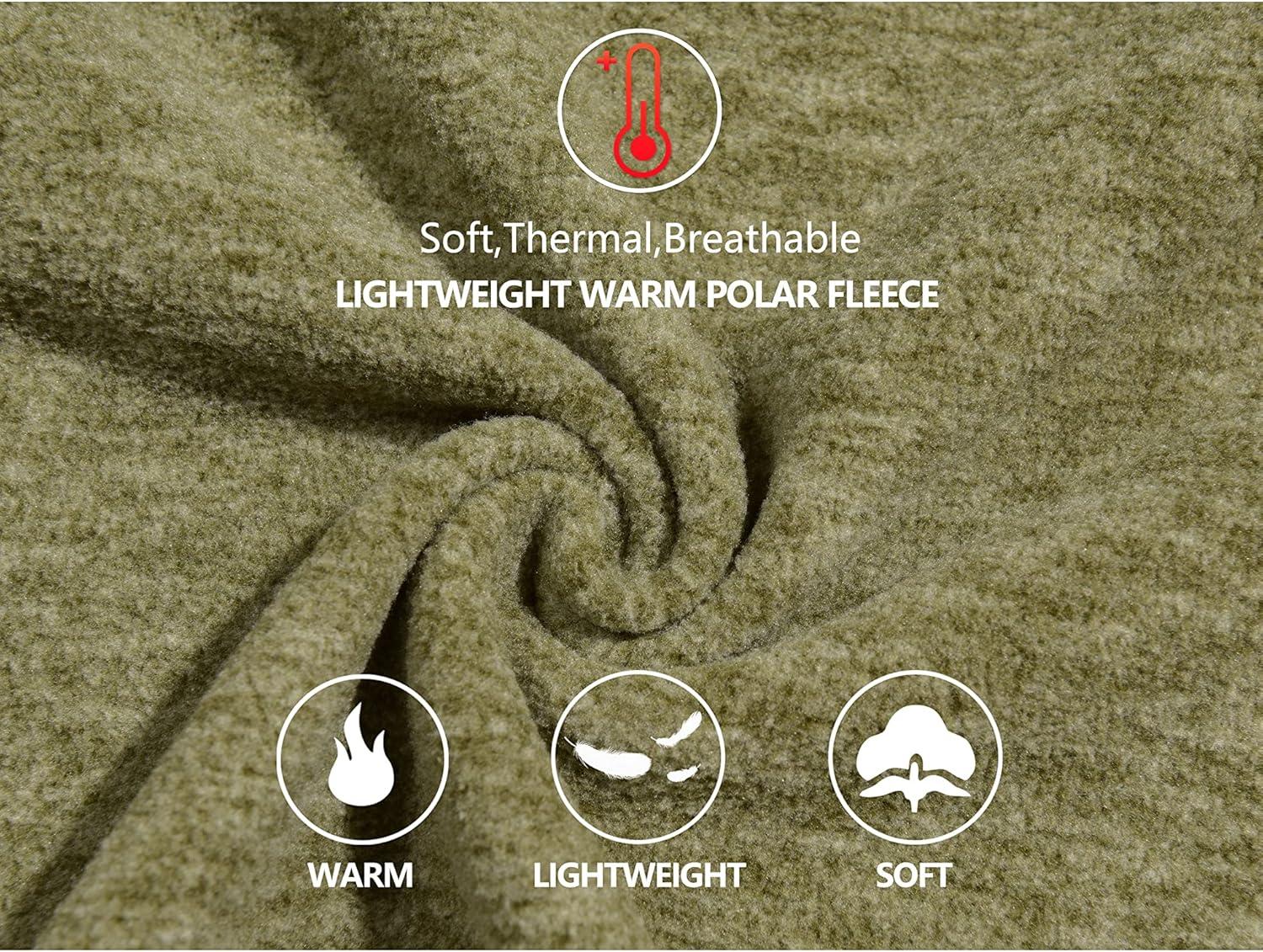 imageLittle Donkey Andy Mens Lightweight Warm Polar Fleece Running Jacket Hooded Full Zip Hiking Golf Casual JacketOlive Green Heather