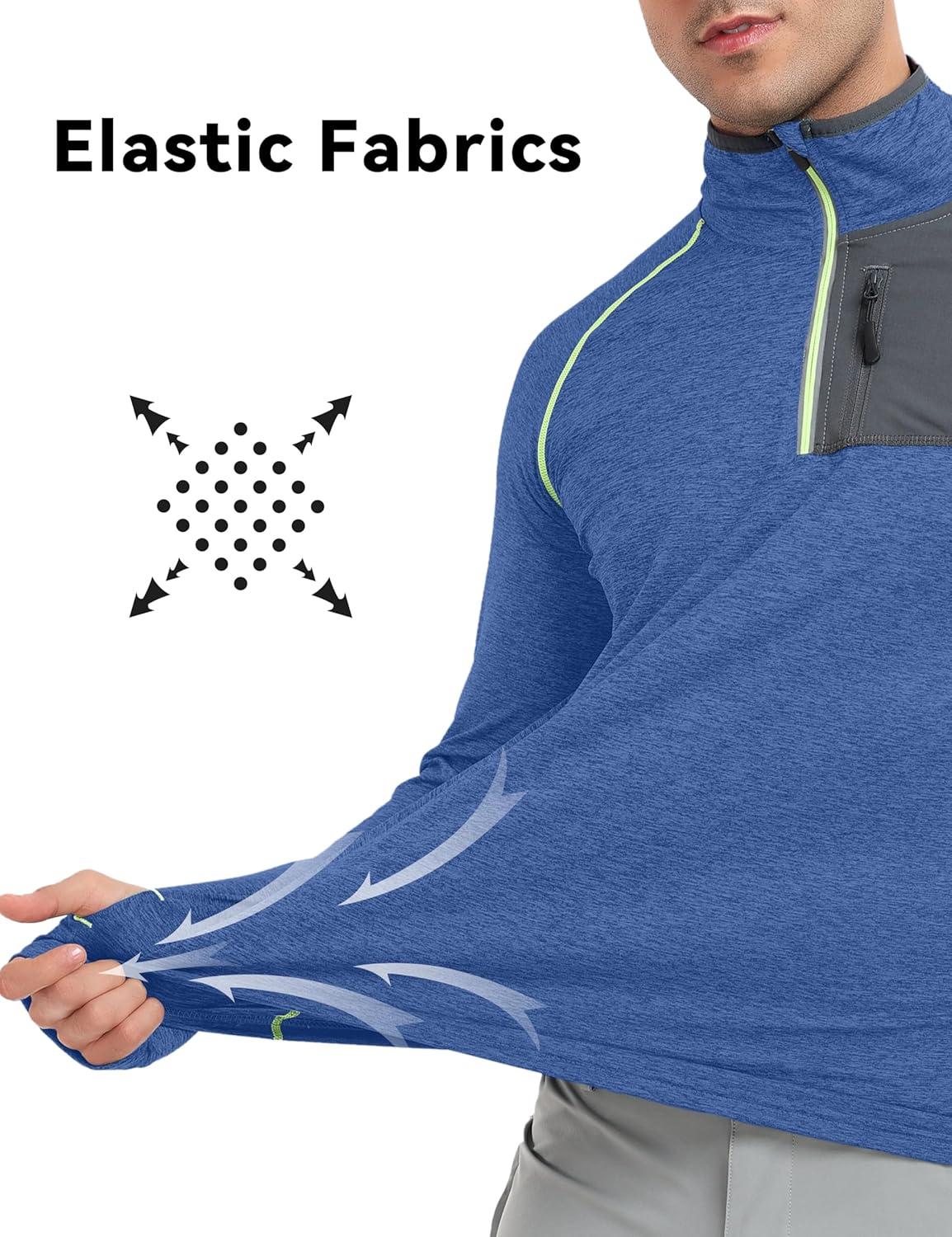 imageLittle Donkey Andy Mens Long Sleeve Quick Dry Lightweight Running Exercise Sports TShirt TopAblue Heather