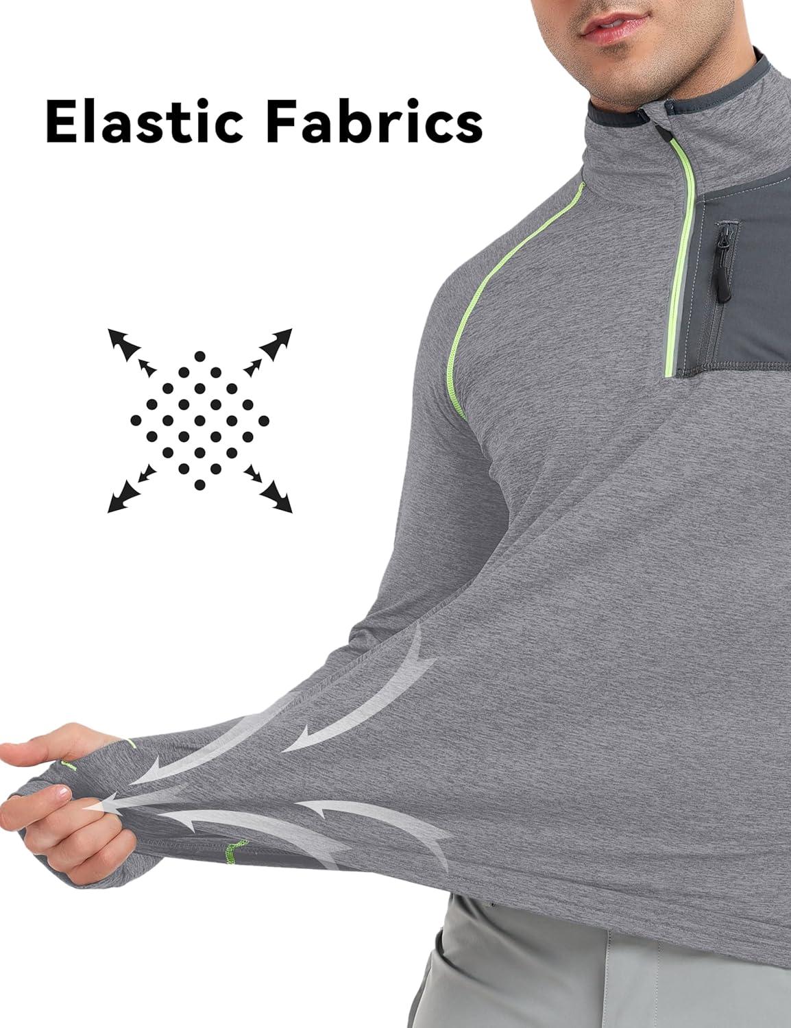 imageLittle Donkey Andy Mens Long Sleeve Quick Dry Lightweight Running Exercise Sports TShirt TopAdeep Grey Heather