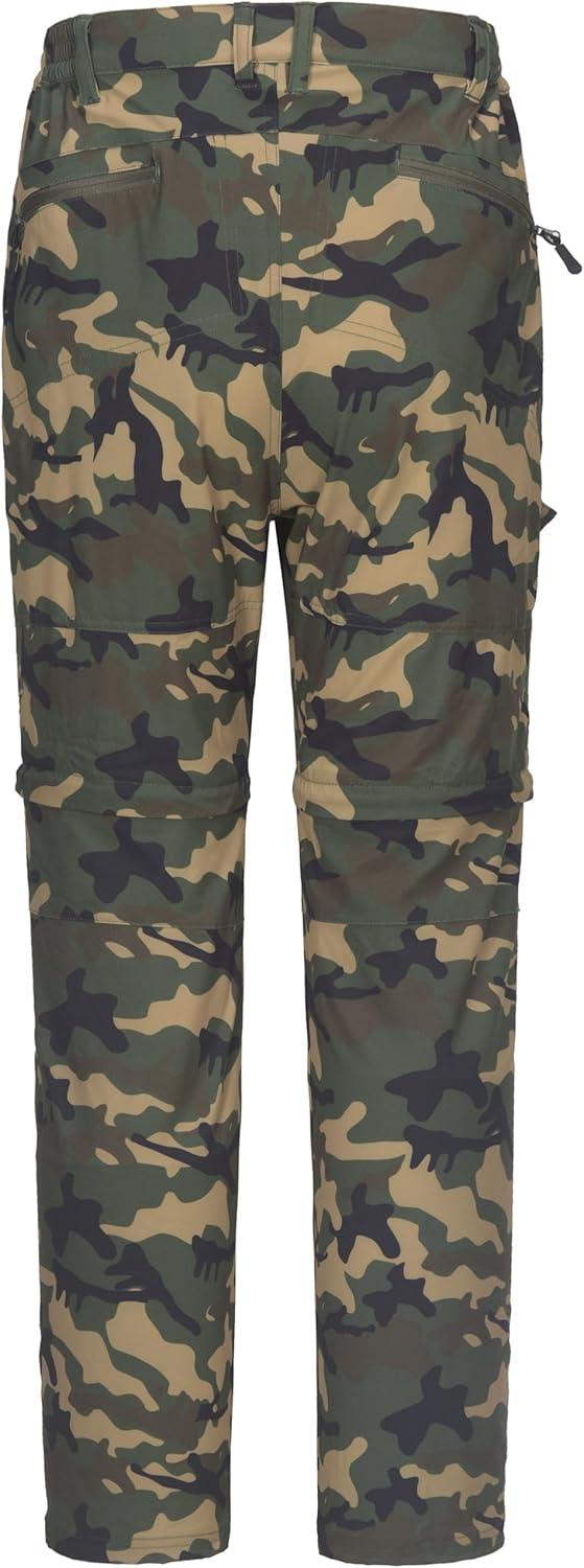 imageLittle Donkey Andy Mens Outdoor Sports Two Section Trousers Mountaineering Hiking HikingOne Zipoff Camo Green