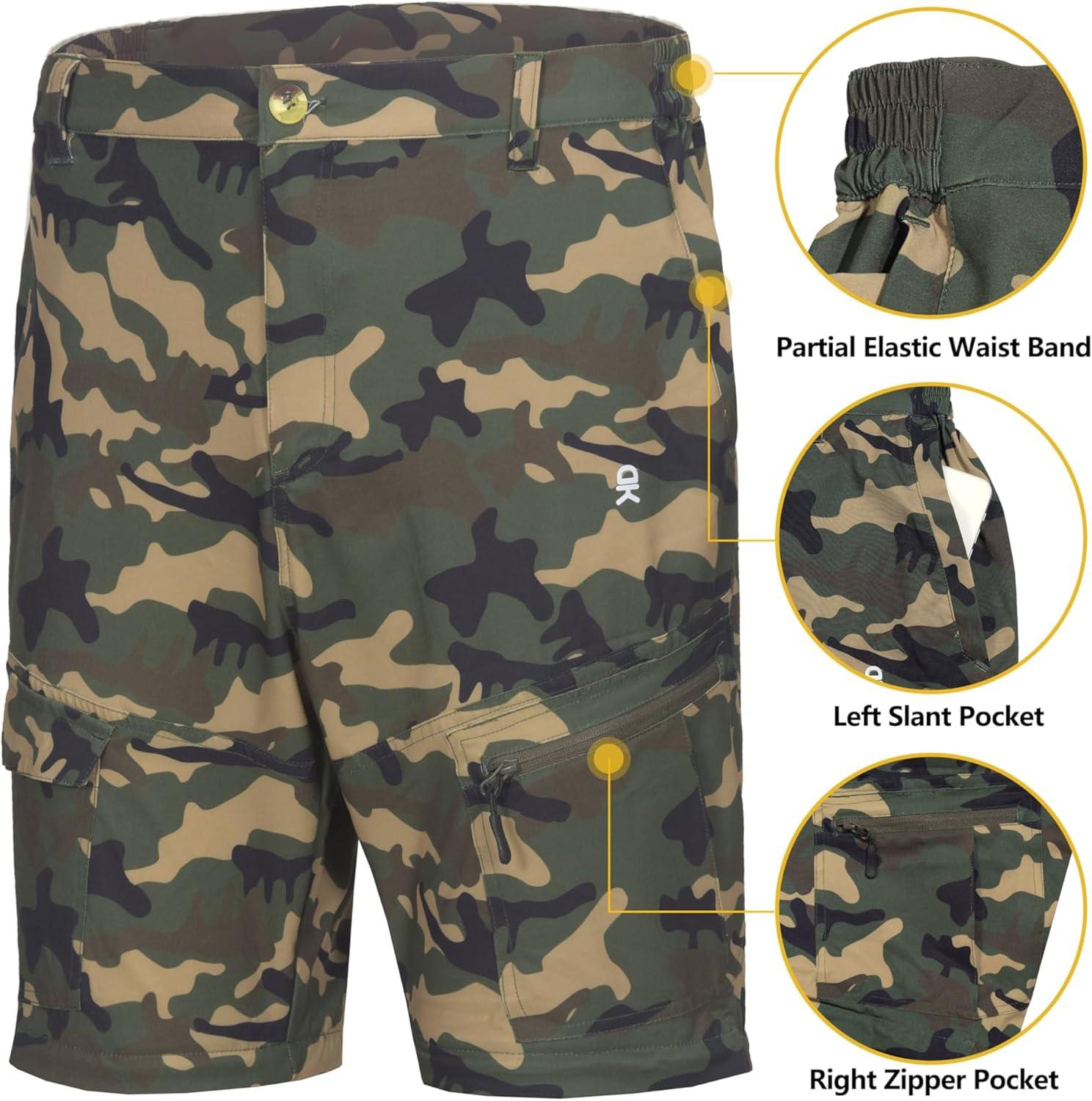 imageLittle Donkey Andy Mens Outdoor Sports Two Section Trousers Mountaineering Hiking HikingOne Zipoff Camo Green