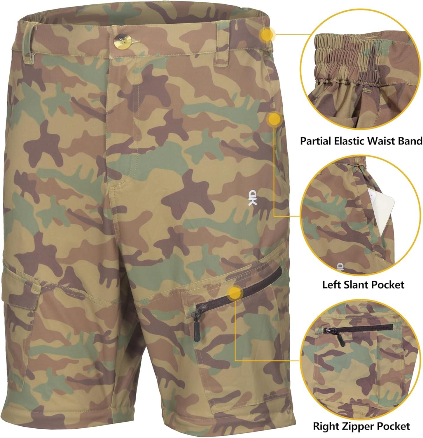 imageLittle Donkey Andy Mens Outdoor Sports Two Section Trousers Mountaineering Hiking HikingOne Zipoff Camo Khaki
