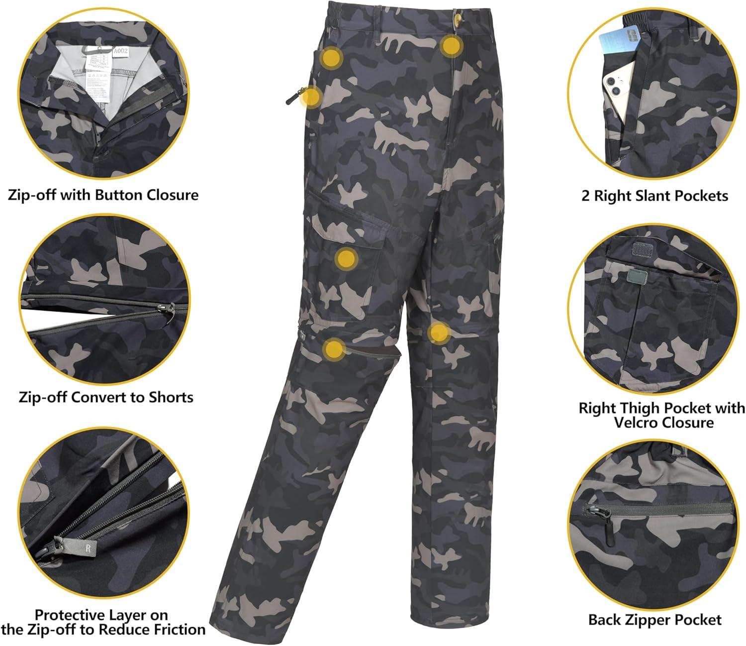 imageLittle Donkey Andy Mens Outdoor Sports Two Section Trousers Mountaineering Hiking HikingOne Zipoff Camouflage