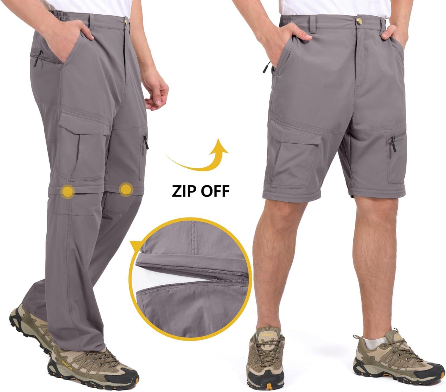 imageLittle Donkey Andy Mens Outdoor Sports Two Section Trousers Mountaineering Hiking HikingOne Zipoff Gray