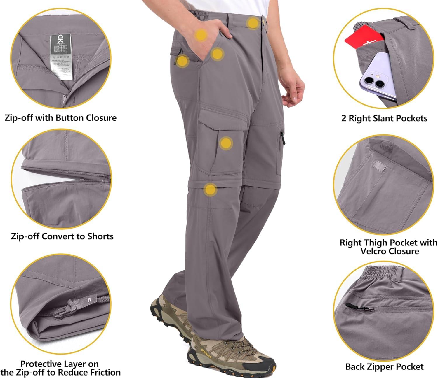 imageLittle Donkey Andy Mens Outdoor Sports Two Section Trousers Mountaineering Hiking HikingOne Zipoff Gray