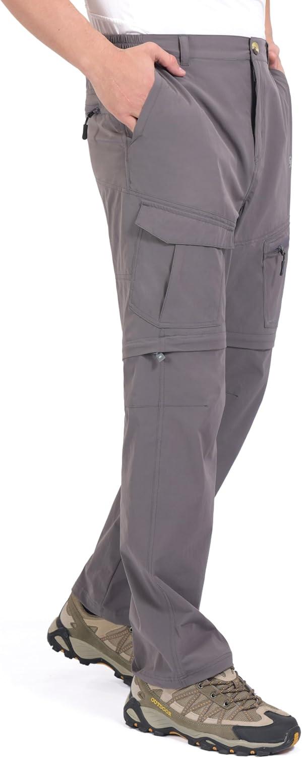 imageLittle Donkey Andy Mens Outdoor Sports Two Section Trousers Mountaineering Hiking HikingOne Zipoff Gray