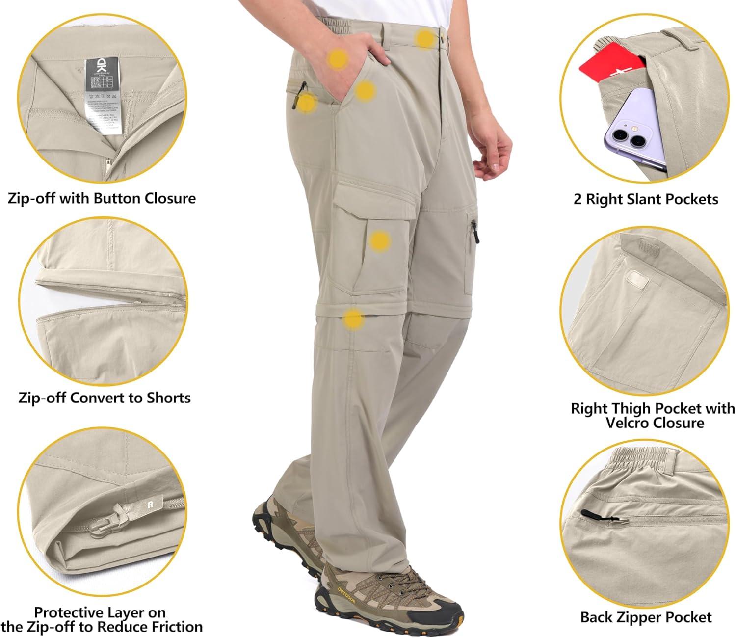 imageLittle Donkey Andy Mens Outdoor Sports Two Section Trousers Mountaineering Hiking HikingOne Zipoff Khaki