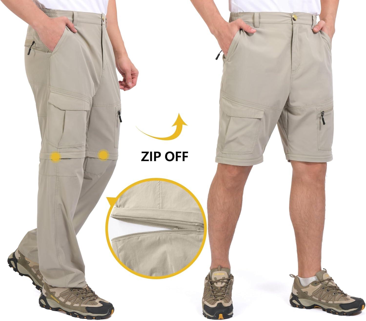 imageLittle Donkey Andy Mens Outdoor Sports Two Section Trousers Mountaineering Hiking HikingOne Zipoff Khaki