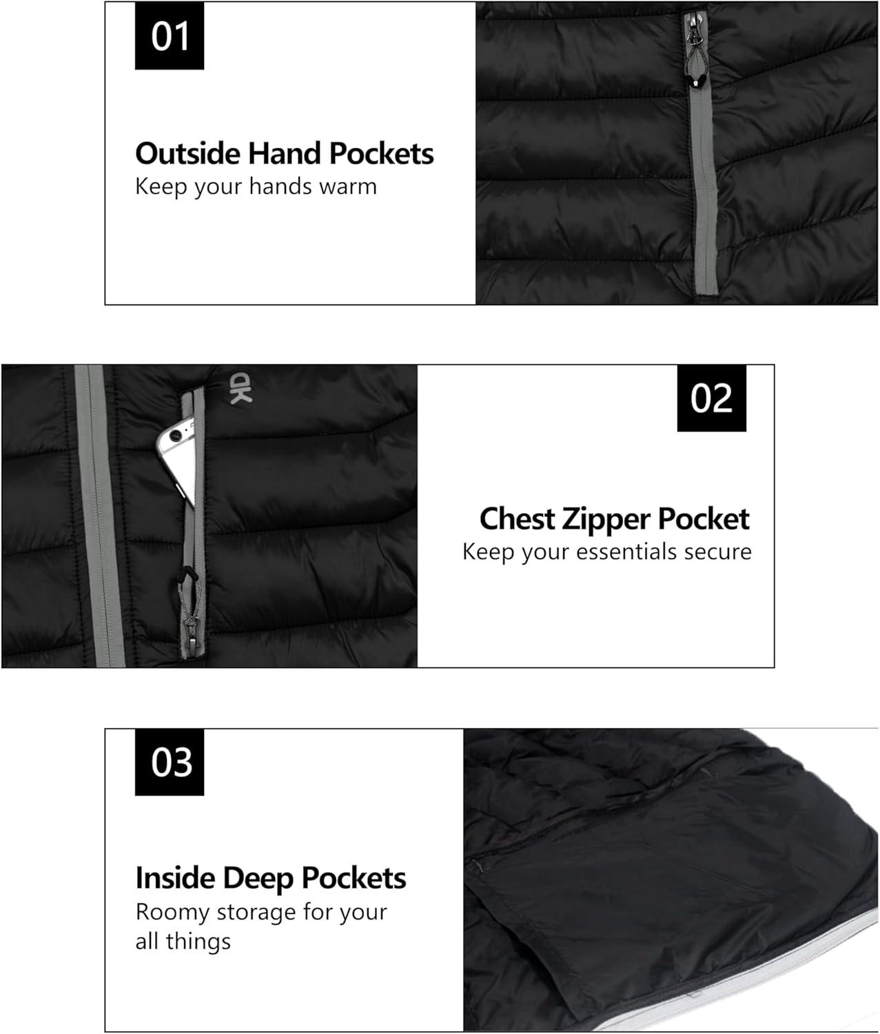 imageLittle Donkey Andy Mens Packable Puffer Jacket Lightweight Hooded Warm Winter Coat with Recycled Insulation S3XLPackableblack