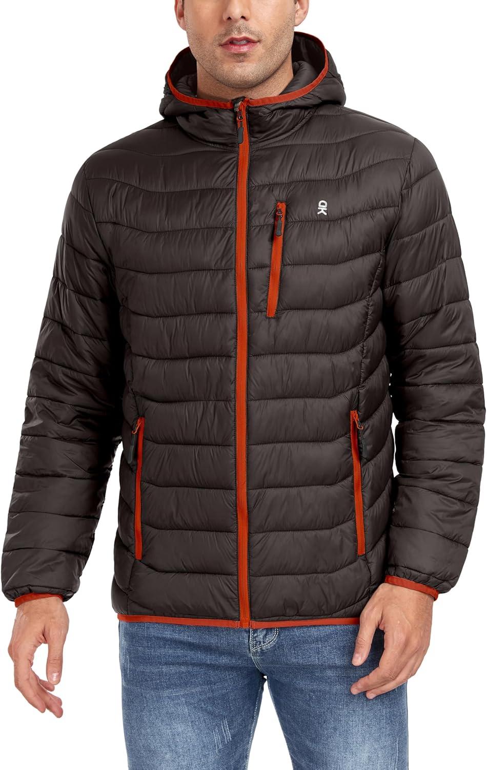 imageLittle Donkey Andy Mens Packable Puffer Jacket Lightweight Hooded Warm Winter Coat with Recycled Insulation S3XLPackablecoffee