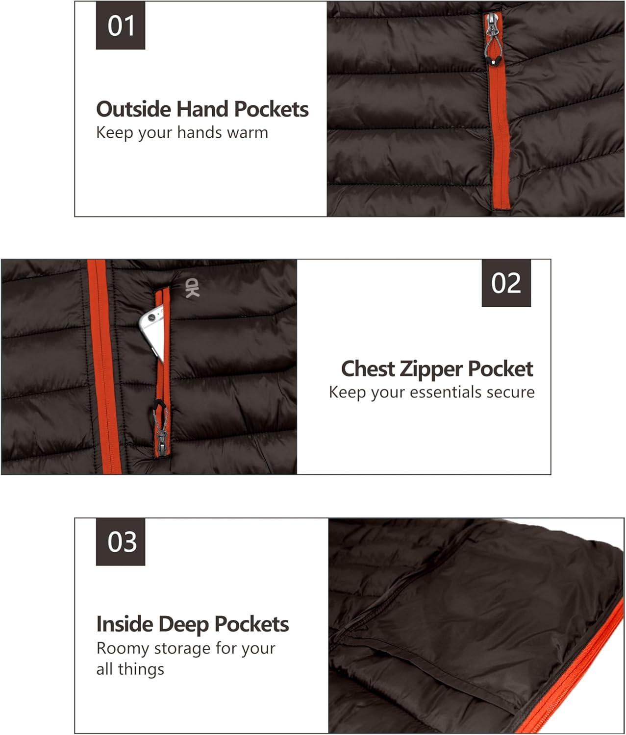 imageLittle Donkey Andy Mens Packable Puffer Jacket Lightweight Hooded Warm Winter Coat with Recycled Insulation S3XLPackablecoffee