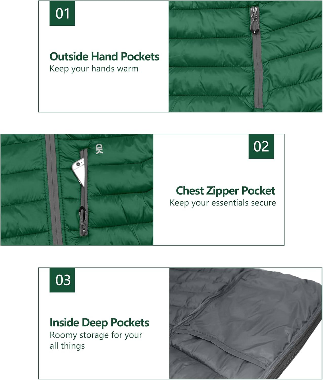 imageLittle Donkey Andy Mens Packable Puffer Jacket Lightweight Hooded Warm Winter Coat with Recycled Insulation S3XLPackablegreen