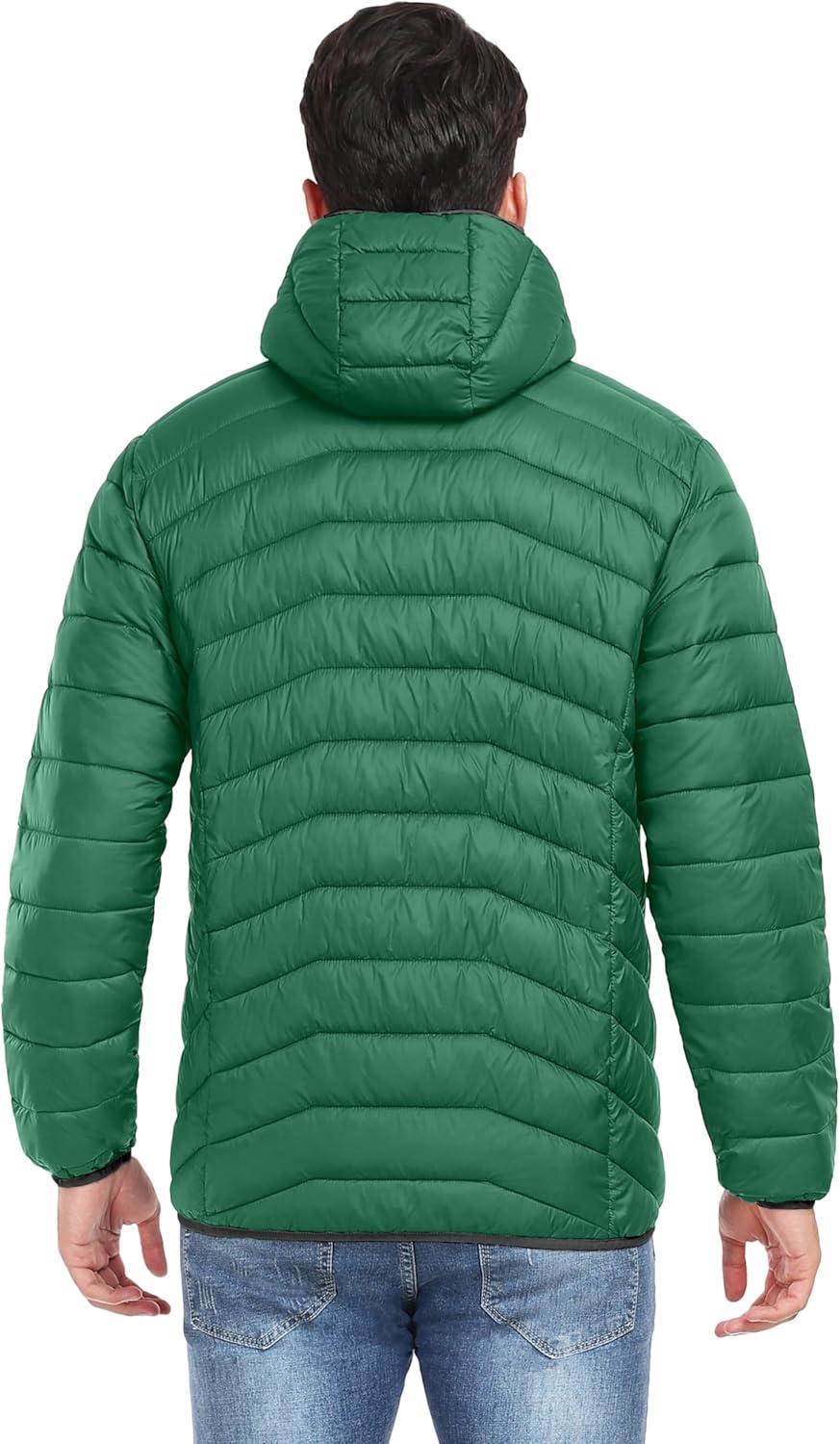 imageLittle Donkey Andy Mens Packable Puffer Jacket Lightweight Hooded Warm Winter Coat with Recycled Insulation S3XLPackablegreen