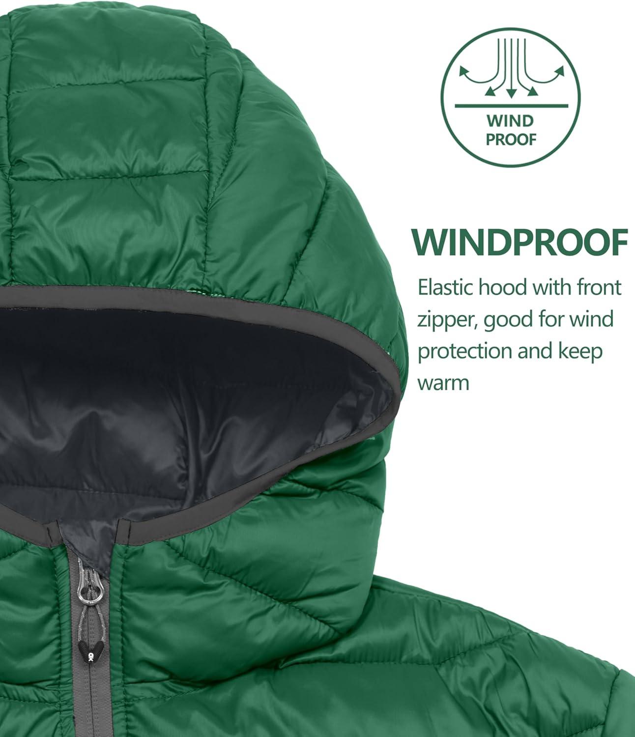 imageLittle Donkey Andy Mens Packable Puffer Jacket Lightweight Hooded Warm Winter Coat with Recycled Insulation S3XLPackablegreen