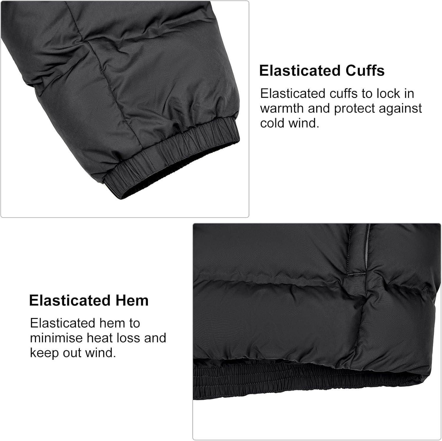 imageLittle Donkey Andy Mens Puffer Jacket Warm Winter Coat with Hood Lightweight Insulated Quilted Jacketss for Snow SkiBlack