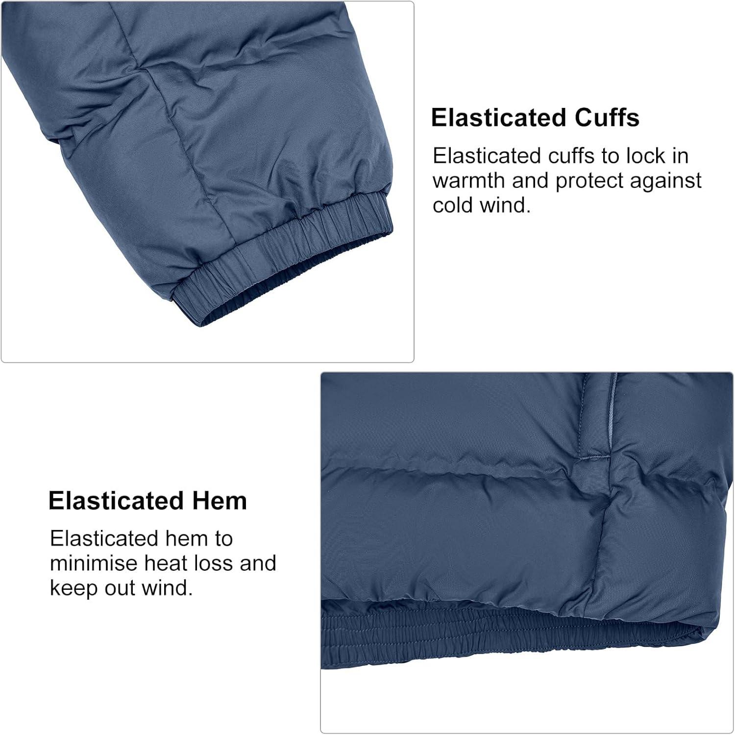 imageLittle Donkey Andy Mens Puffer Jacket Warm Winter Coat with Hood Lightweight Insulated Quilted Jacketss for Snow SkiBlue