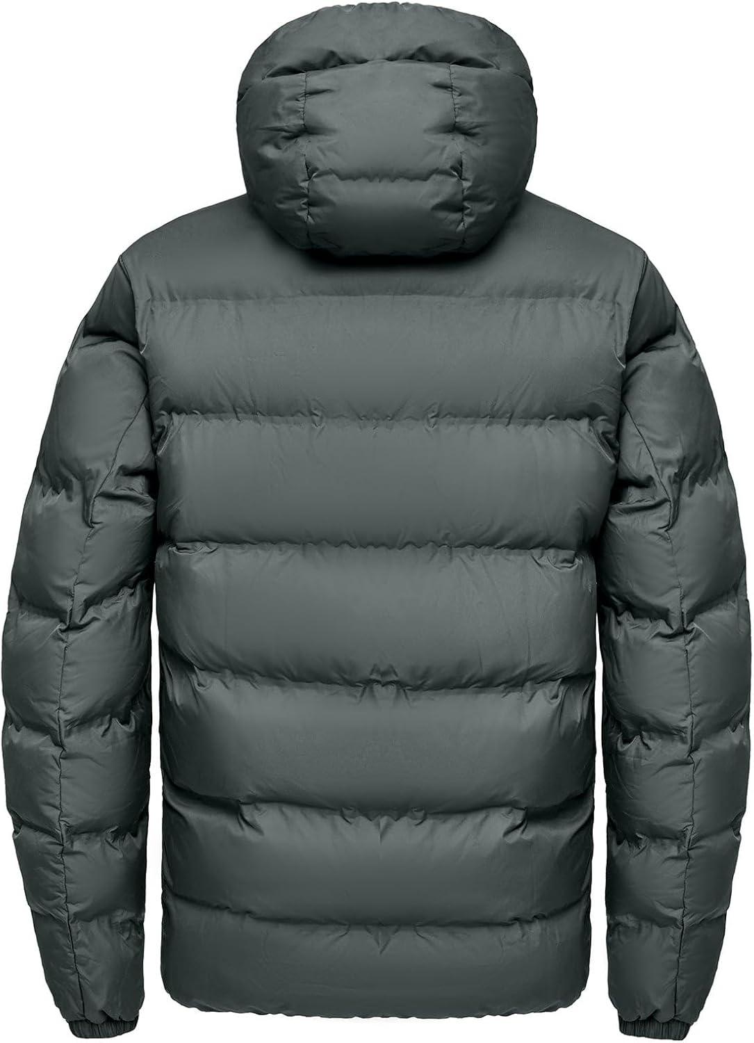 imageLittle Donkey Andy Mens Puffer Jacket Warm Winter Coat with Hood Lightweight Insulated Quilted Jacketss for Snow SkiGrey