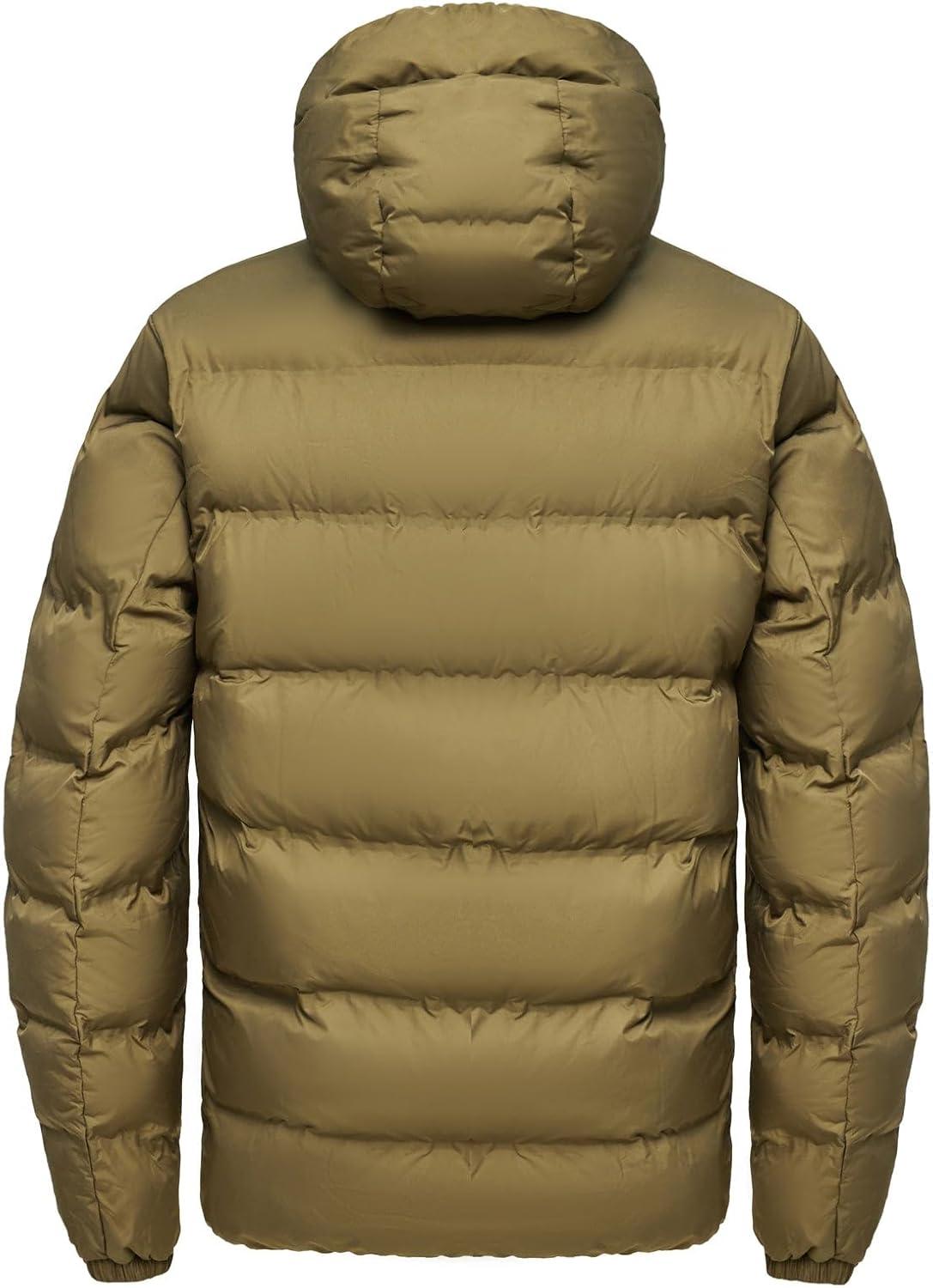 imageLittle Donkey Andy Mens Puffer Jacket Warm Winter Coat with Hood Lightweight Insulated Quilted Jacketss for Snow SkiOlive