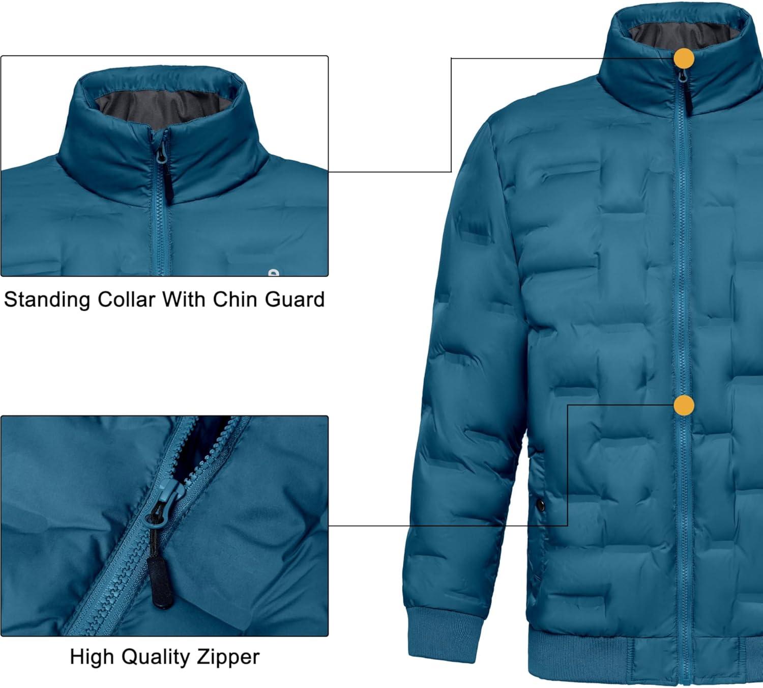 imageLittle Donkey Andy Mens Puffer Warm Jacket Windproof Winter Coat with Recycled InsulationBlue