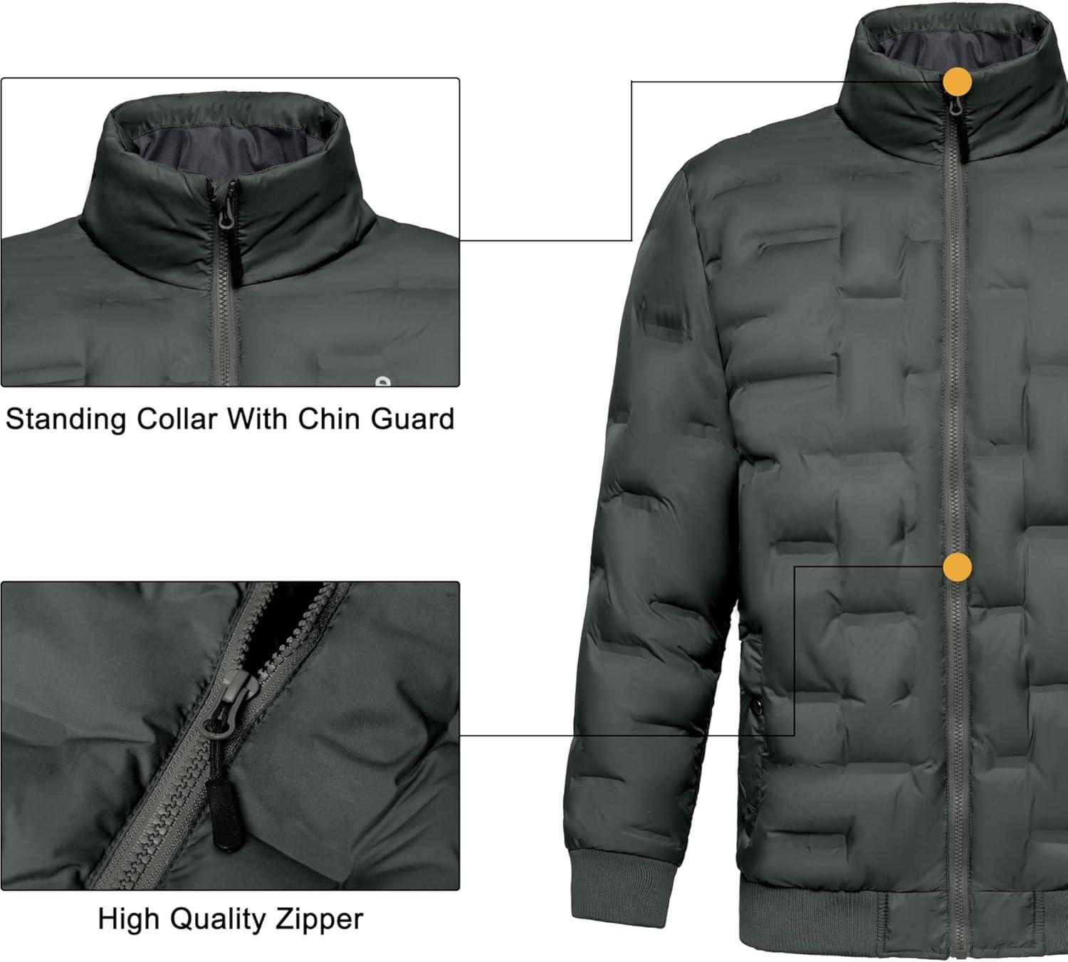 imageLittle Donkey Andy Mens Puffer Warm Jacket Windproof Winter Coat with Recycled InsulationGrey