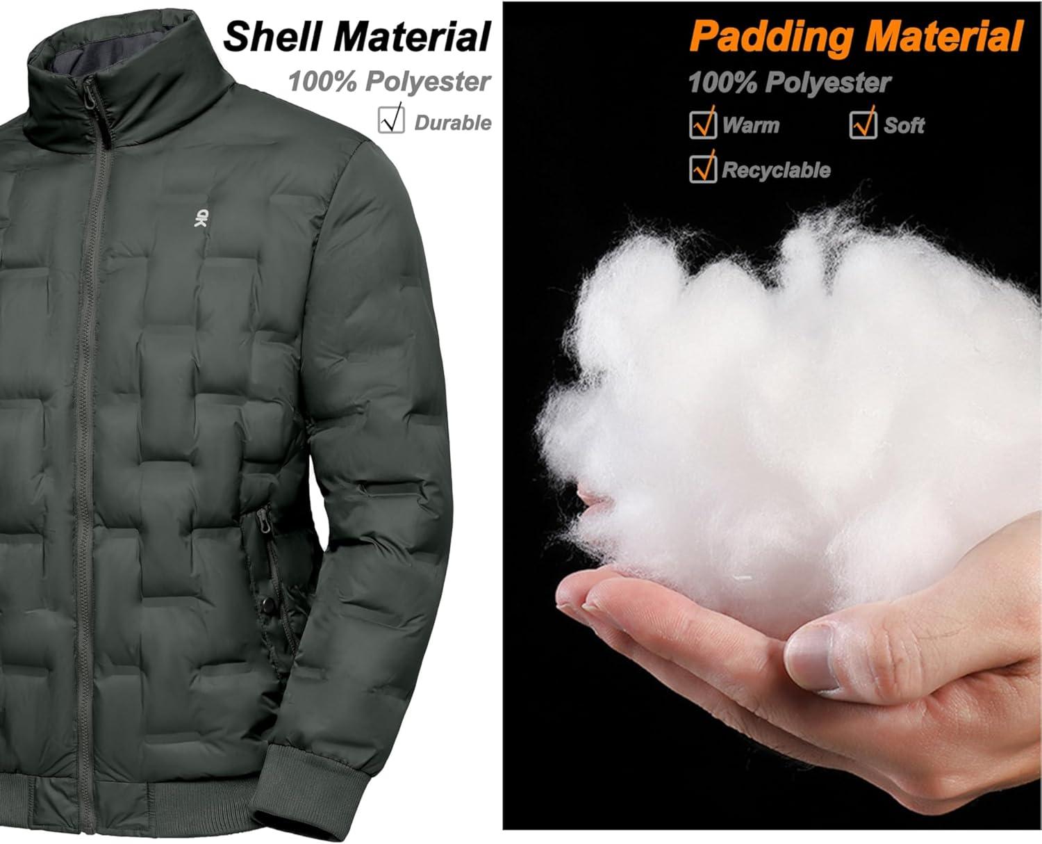imageLittle Donkey Andy Mens Puffer Warm Jacket Windproof Winter Coat with Recycled InsulationGrey