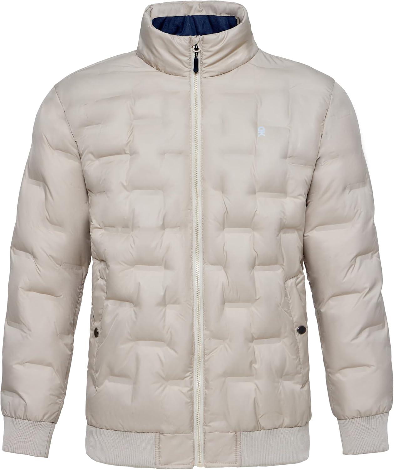 imageLittle Donkey Andy Mens Puffer Warm Jacket Windproof Winter Coat with Recycled InsulationKhaki