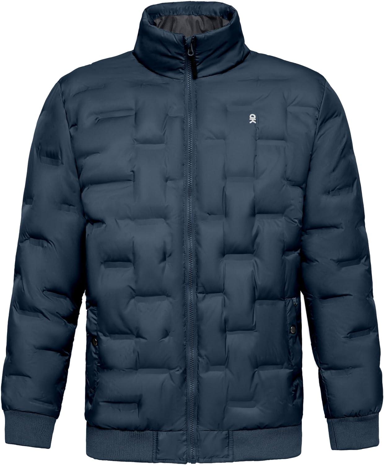 imageLittle Donkey Andy Mens Puffer Warm Jacket Windproof Winter Coat with Recycled InsulationNavy