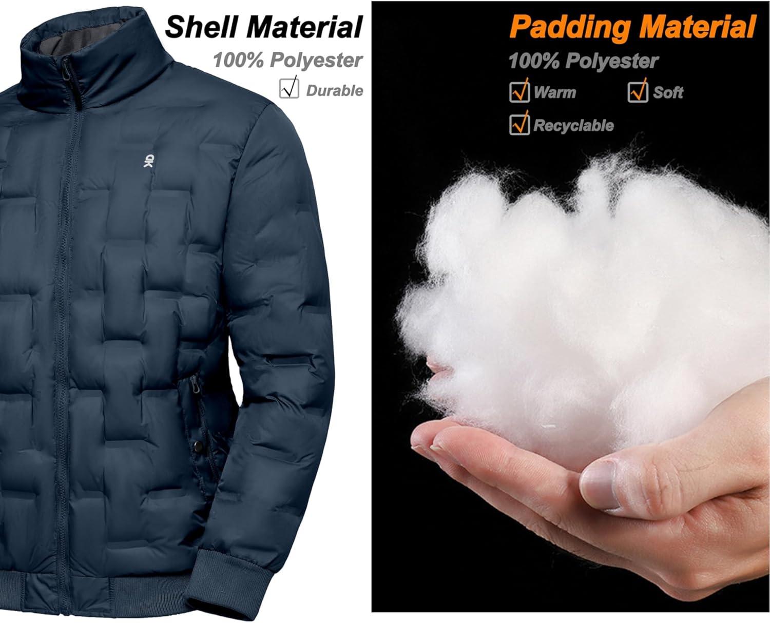 imageLittle Donkey Andy Mens Puffer Warm Jacket Windproof Winter Coat with Recycled InsulationNavy