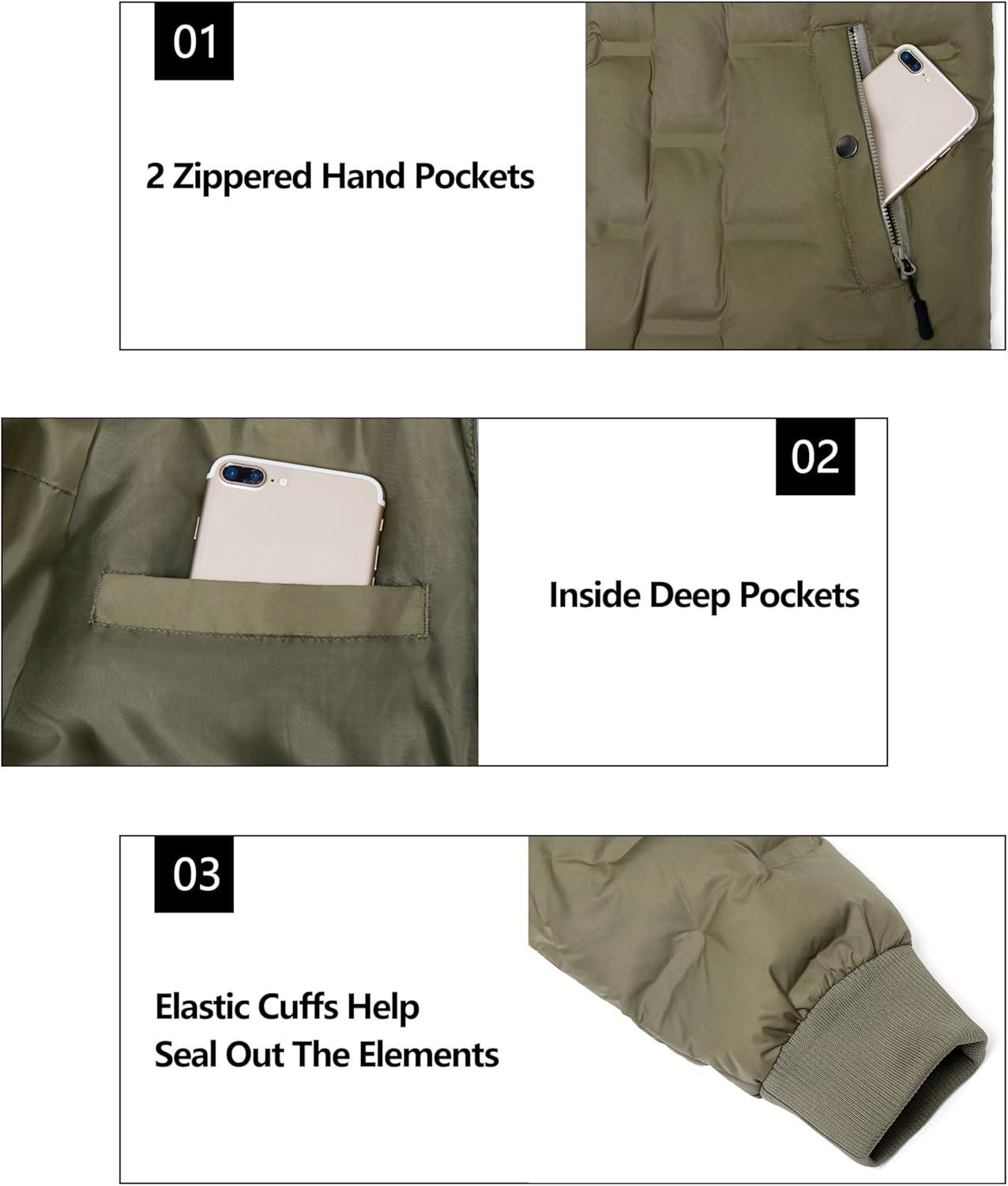 imageLittle Donkey Andy Mens Puffer Warm Jacket Windproof Winter Coat with Recycled InsulationOlive