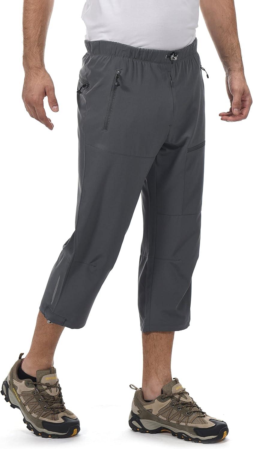 imageLittle Donkey Andy Mens Quick Dry 34 Pants Lightweight Capri Shorts Hiking Fishing Travel Casual1 Gray