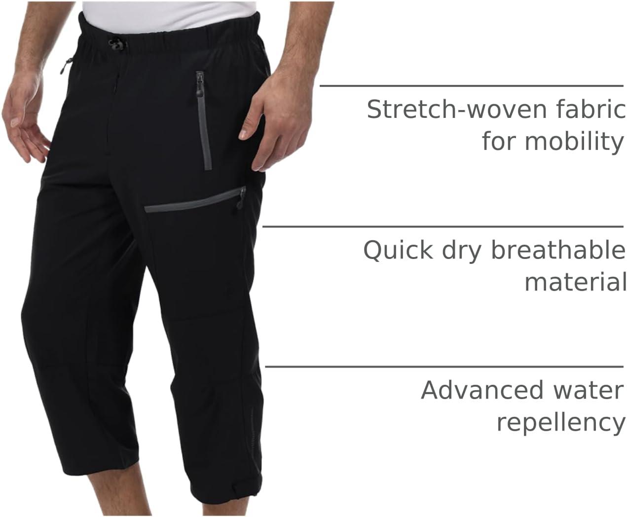 imageLittle Donkey Andy Mens Quick Dry 34 Pants Lightweight Capri Shorts Hiking Fishing Travel Casual3 Black