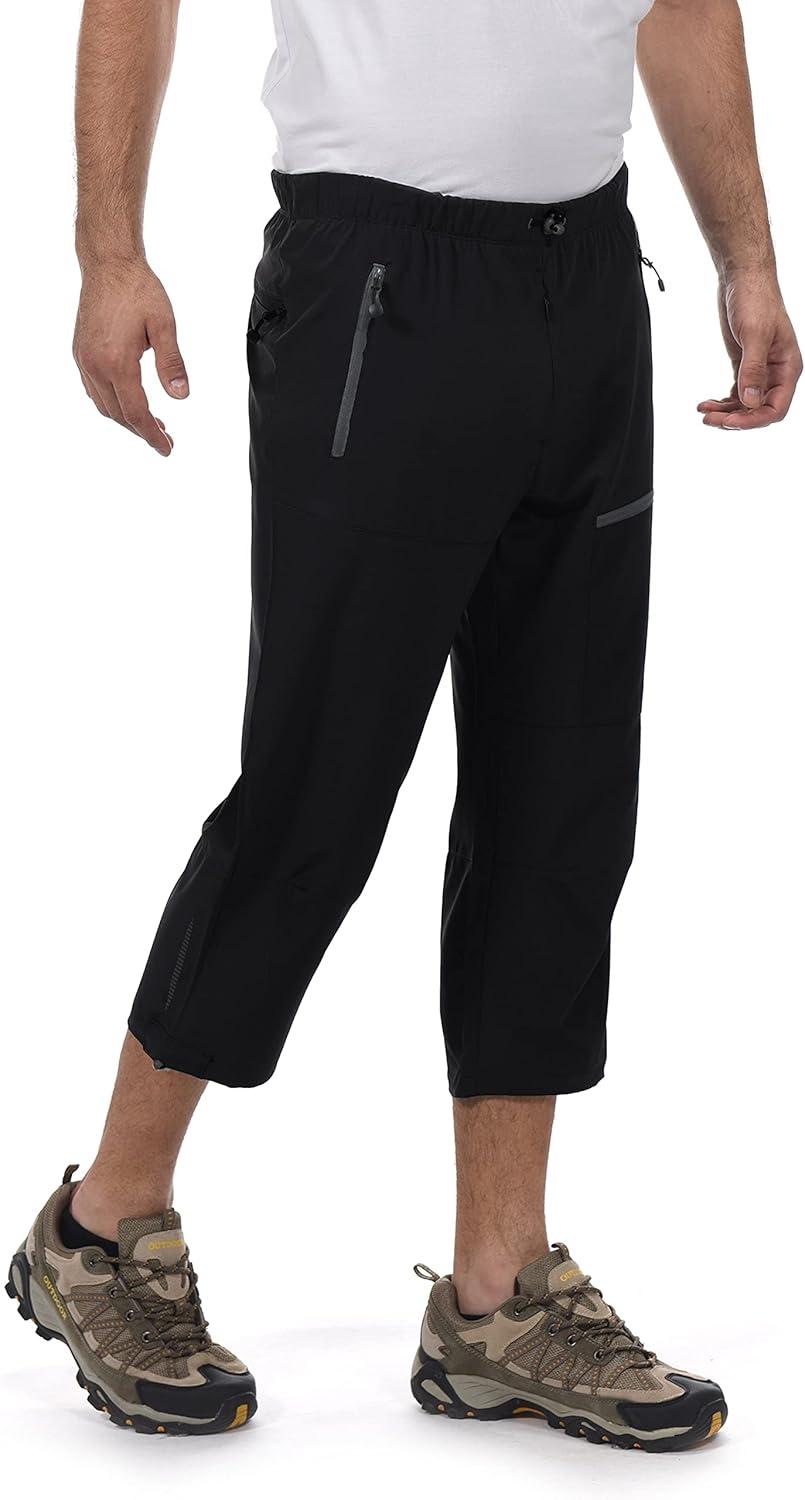 imageLittle Donkey Andy Mens Quick Dry 34 Pants Lightweight Capri Shorts Hiking Fishing Travel Casual3 Black
