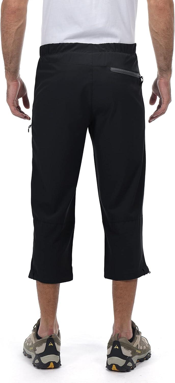 imageLittle Donkey Andy Mens Quick Dry 34 Pants Lightweight Capri Shorts Hiking Fishing Travel Casual3 Black