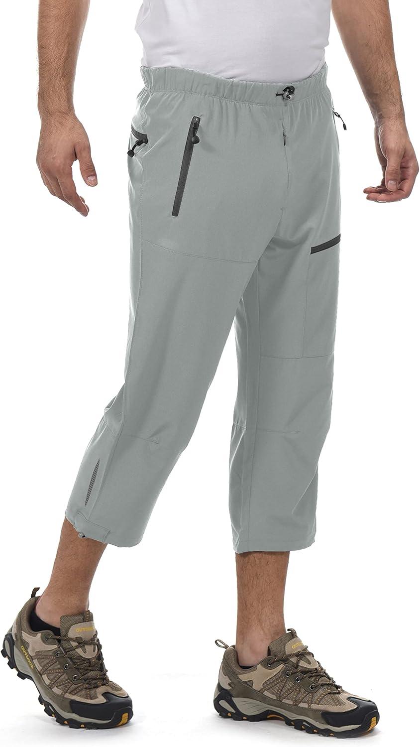 imageLittle Donkey Andy Mens Quick Dry 34 Pants Lightweight Capri Shorts Hiking Fishing Travel Casual8 Light Gray