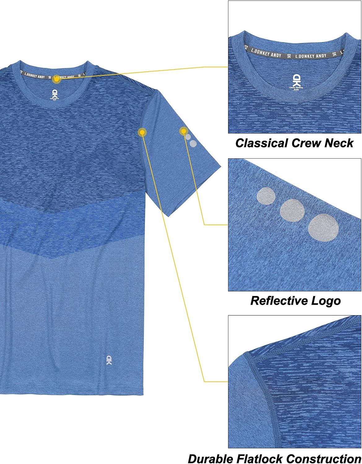 imageLittle Donkey Andy Mens Quick Dry Sweat Wicking Stretch Short Sleeve TShirt UV Protection Workout Running Hiking TeeBlue Heather